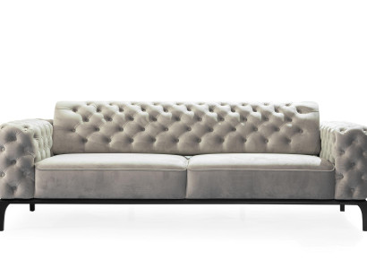 Three-seater Sofa 3-Seater Sofas Fabric White Living Room Chesterfield New